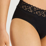 Hanro Moments Midi Lace Top Briefs Black