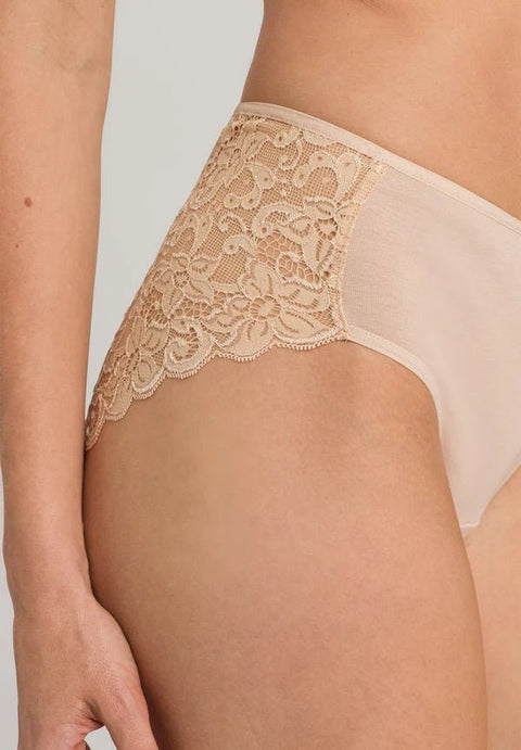Hanro Moments Midi Lace Back Briefs Beige