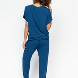 Harriet Slouch Jersey Cap Sleeve Lounge PJ Set Teal Blue