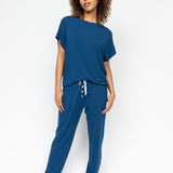 Harriet Slouch Jersey Cap Sleeve Lounge PJ Set Teal Blue