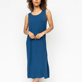 Harriet Modal Jersey Sleeveless Long Nightdress Teal Blue