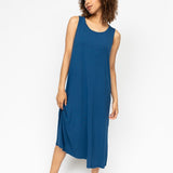 Harriet Modal Jersey Sleeveless Long Nightdress Teal Blue
