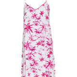 Haley Palm Print Cotton/Modal Strappy Nightie Hot Pink