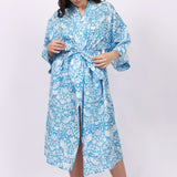Strawberry Thief Kimono Robe Blue Danube