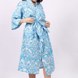 Strawberry Thief Kimono Robe Blue Danube