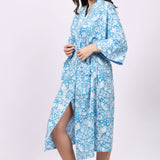 Strawberry Thief Kimono Robe Blue Danube