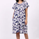 Watercolour Cap Sleeve Nightdress Navy