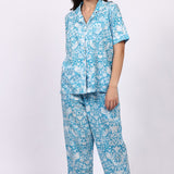 Strawberry Thief Capri Pyjama Set Blue Danube