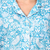 Strawberry Thief Capri Pyjama Set Blue Danube