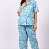 Strawberry Thief Capri Pyjama Set Blue Danube