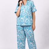 Strawberry Thief Capri Pyjama Set Blue Danube