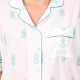 Pina Colada Capri Pyjama Set White/Aqua