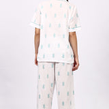 Pina Colada Capri Pyjama Set White/Aqua