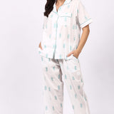 Pina Colada Capri Pyjama Set White/Aqua