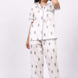 Pina Colada Capri Pyjama Set White/Navy