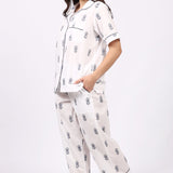 Pina Colada Capri Pyjama Set White/Navy