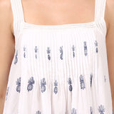 Pina Colada Strappy Pintuck Dress White/Navy