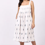 Pina Colada Strappy Pintuck Dress White/Navy