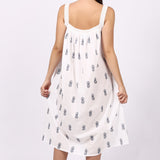Pina Colada Strappy Pintuck Dress White/Navy