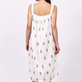 Pina Colada Strappy Pintuck Dress White/Navy