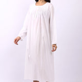 Sara Pintuck Long Sleeve Nightdress White