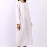 Sara Pintuck Long Sleeve Nightdress White