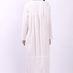 Back view of Lotus Sara long sleeve white cotton nightdress in breathable woven cotton.