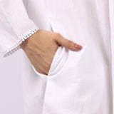 Sara Pintuck Long Sleeve Nightdress White