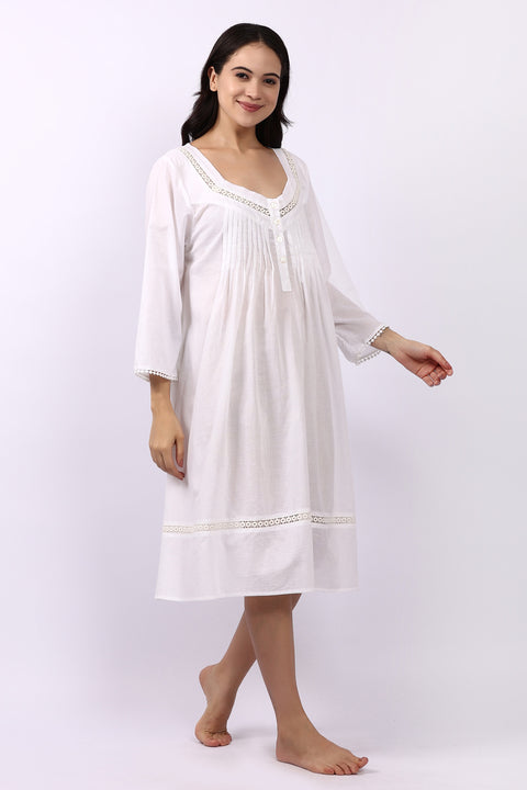 Susie 3/4 Sleeve Nightdress White