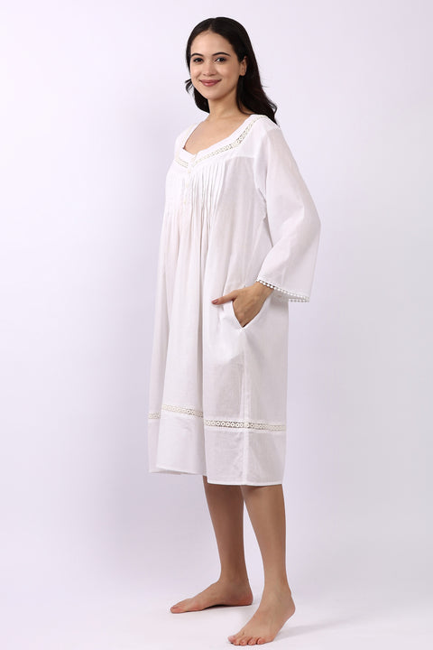 Susie 3/4 Sleeve Nightdress White