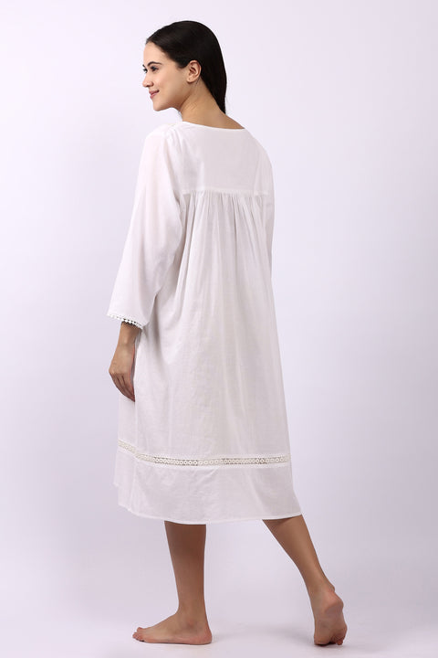 Susie 3/4 Sleeve Nightdress White