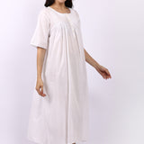 Sara Pintuck Short Sleeve Nightdress White