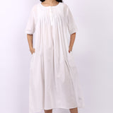 Sara Pintuck Short Sleeve Nightdress White
