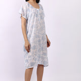 Floriage Cap Sleeve Nightdress White/Sky