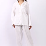 Jacqui Revere Long Pyjama Set White Self Stripe