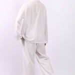Back view of Lotus Jacqui revere collar cotton pyjama set in lightweight woven Indian cotton.