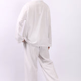 Back view of Lotus Jacqui revere collar cotton pyjama set in lightweight woven Indian cotton.