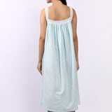 Strappy Pintuck Dress Aqua Gingham