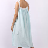 Strappy Pintuck Dress Aqua Gingham