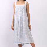 Floriage Strappy Pintuck Dress White/Sky