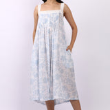 Floriage Strappy Pintuck Dress White/Sky