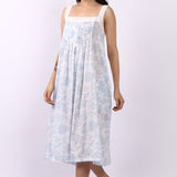 Floriage Strappy Pintuck Dress White/Sky
