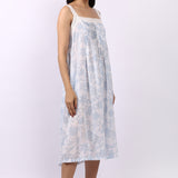 Floriage Strappy Pintuck Dress White/Sky
