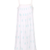 Pina Colada Strappy Pintuck Dress White/Aqua