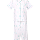 Pina Colada Capri Pyjama Set White/Aqua