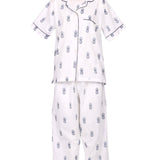 Pina Colada Capri Pyjama Set White/Navy