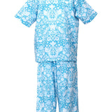 Strawberry Thief Capri Pyjama Set Blue Danube