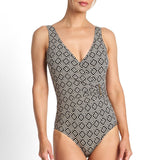 Geneva Bar Surplice One Piece Swimsuit Black
