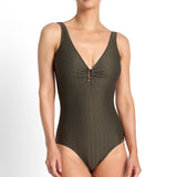 Sky High Buckle One Piece Swimsuit Army