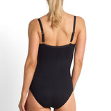 Fierce F/G Ruched Front One Piece Swimsuit Black